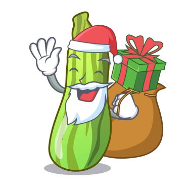 Noel Baba hediye taze sebze kabak maskot vektör illüstrasyon izole ile