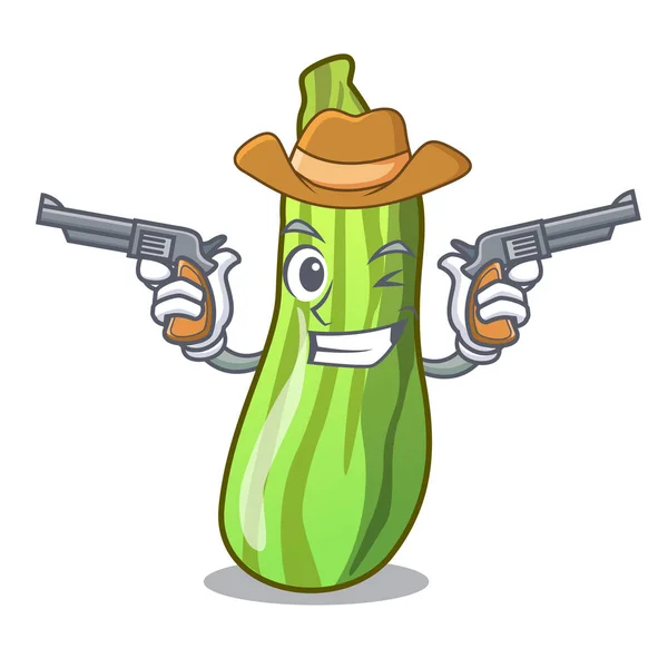 Cowboy Charakter Frisches Zucchini Gemüse Marktvektorillustration — Stockvektor