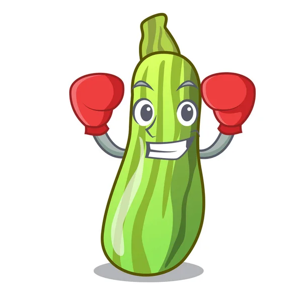 Boxing Character Fresh Zucchini Vegetable Market Vector Illustration — Stock Vector