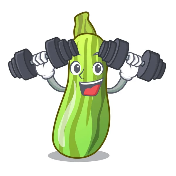 Caractère Fitness Légumes Courgettes Fraîches Dans Illustration Vectorielle Marché — Image vectorielle