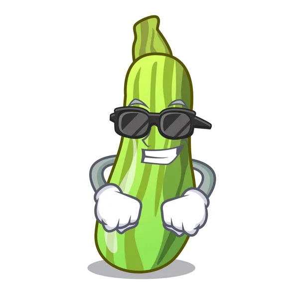 Courgettes Bio Fraîches Super Cool Dans Bol Dessin Animé Illustration — Image vectorielle