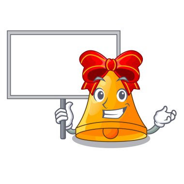 Yönetim Kurulu karakter Noel altın çan holly vektör çizim ile getir