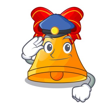 Polis Noel altın çan holly vektör çizim ile karakter