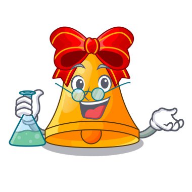 Profesör karikatür kırmızı yay vektör çizim ile Noel çanları