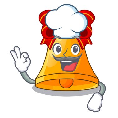 Şef karikatür kırmızı yay vektör çizim ile Noel çanları