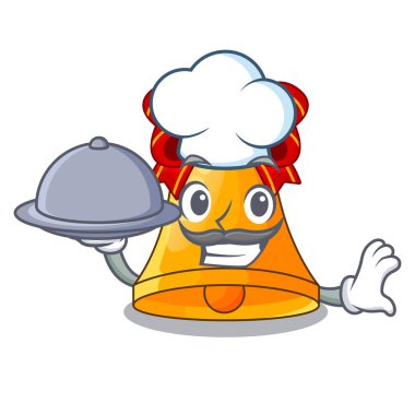 Şef gıda ile karikatür Noel dekorasyon vektör çizim için Noel çanları