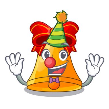 Palyaço altın Noel çan maskot vektör illüstrasyon izole