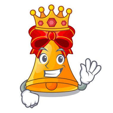 Altın christmas çan maskot vektör illüstrasyon izole kral