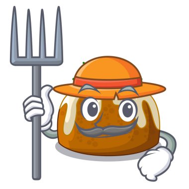 Çiftçi karakter geleneksel Noel pudingi plaka üzerinde