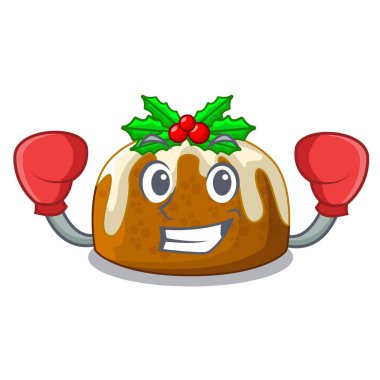 Boks karakter geleneksel Noel pudingi plaka üzerinde