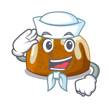 Denizci karakter geleneksel Noel pudingi plaka üzerinde