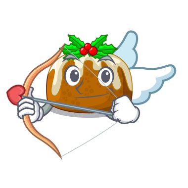 Aşk tanrısı karakter geleneksel Noel pudingi plaka üzerinde