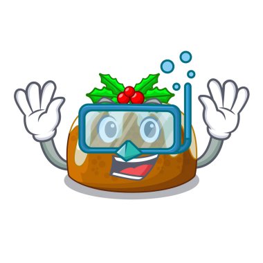 Dalış çizgi film ev yapımı Noel pudingi holly ile