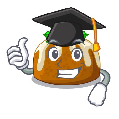 Mezuniyet çizgi film ev yapımı Noel pudingi holly vektör çizim ile