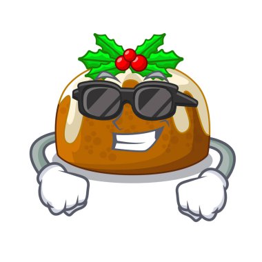 Süper cool çizgi film ev yapımı Noel pudingi holly vektör çizim ile