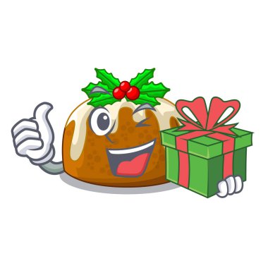 Hediyelik Noel pudingi ile yemek tablo karikatür