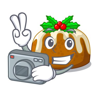 Fotoğrafçı Noel pudingi yemek tablo karikatür