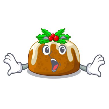 Sürpriz Noel pudingi yemek tablo karikatür vektör çizim üzerinde
