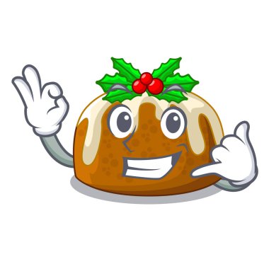 Beni Noel pudingi üzerinde maskot izole ara