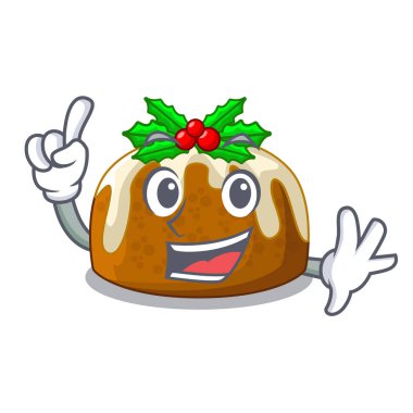 Parmak Noel pudingi üzerinde maskot izole