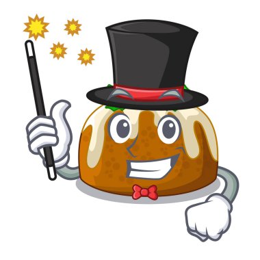 Sihirbaz Noel pudingi üzerinde maskot izole