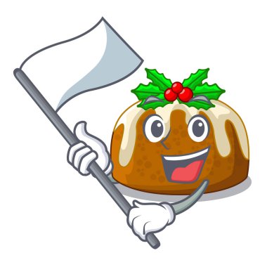 Bayrak Noel pudingi üzerinde maskot izole