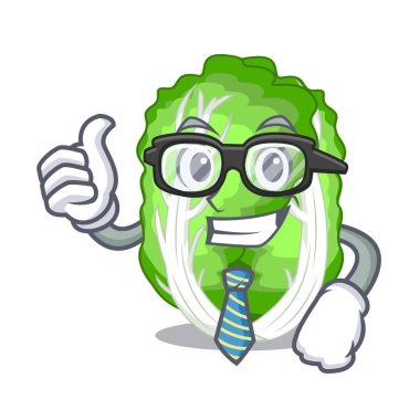 İşadamı karakter Çin lahanası ahşap kase