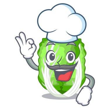 Şef karakter Çin lahanası ahşap kase