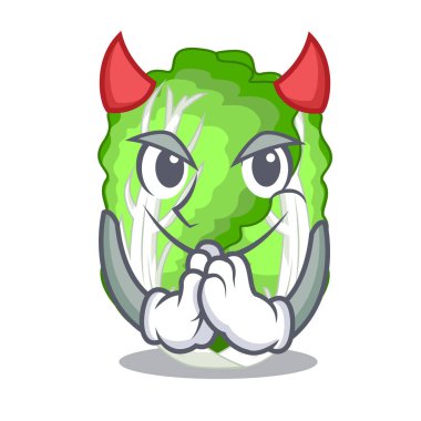 Şeytan karikatür Çin lahanası taze sebze mutfakta