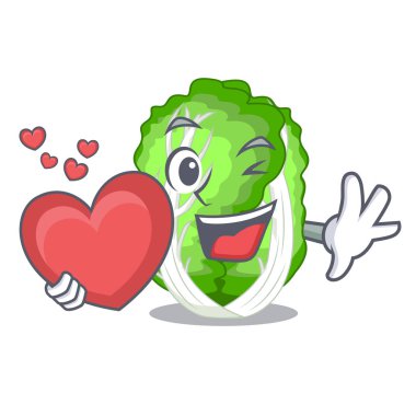 Kalp karikatür Çin lahanası taze sebze ile mutfak