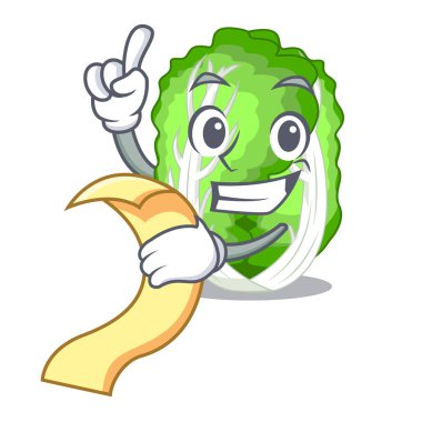 Menü karikatür Çin lahanası taze sebze ile mutfak