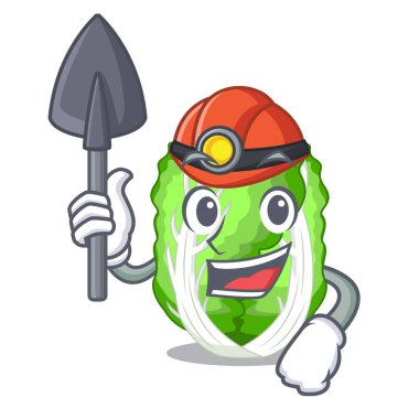 Madenci karikatür Çin lahanası taze sebze mutfakta