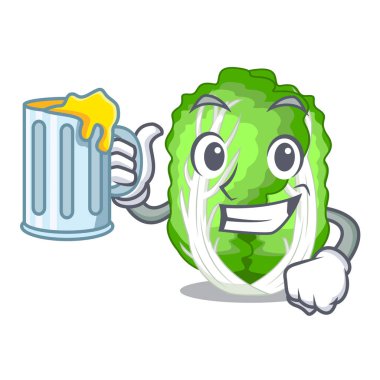 Suyu karikatür Çin lahanası taze sebze ile mutfak