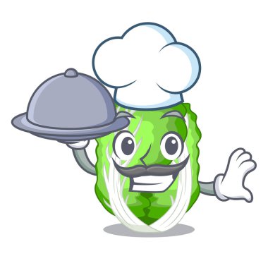 Şef gıda karikatür Çin lahanası taze sebze mutfak ile