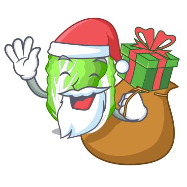 Noel Baba hediye Çin lahanası sebze izole karikatür ile