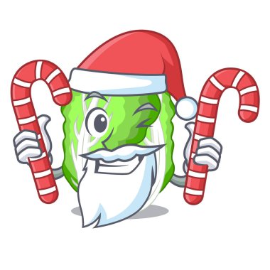 Santa karikatür izole şeker Çin lahanası sebze ile