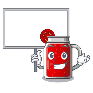 Yönetim Kurulu karakter içecek sağlıklı tatlı domates suyu vektör çizim getirmek