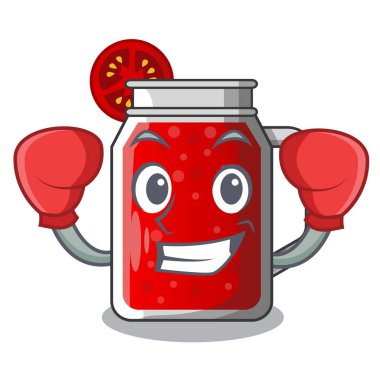 Boks karakter içecek sağlıklı tatlı domates suyu vektör çizim