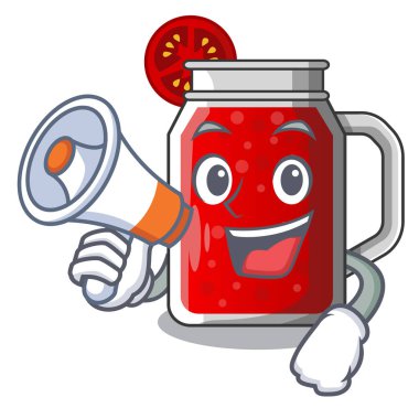 Megafon karakter içecek sağlıklı tatlı domates suyu vektör çizim ile