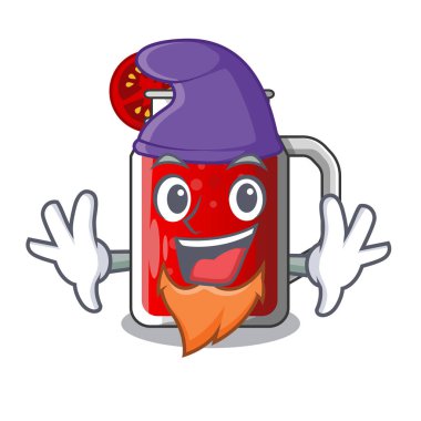 Elf karakter içecek sağlıklı tatlı domates suyu vektör çizim