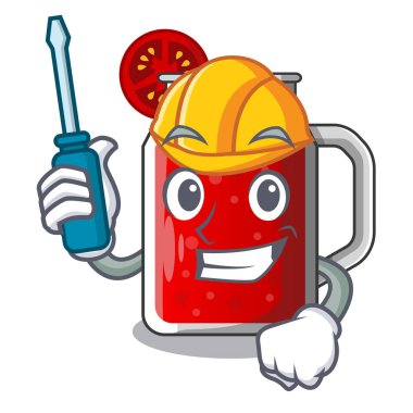 Maskot vektör illüstrasyon izole Otomotiv taze domates suyu