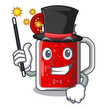 Maskot vektör illüstrasyon izole sihirbaz taze domates suyu