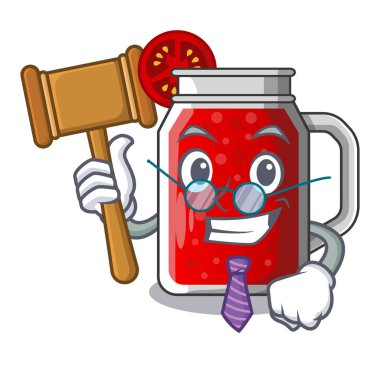 Maskot vektör illüstrasyon izole Yargıç taze domates suyu