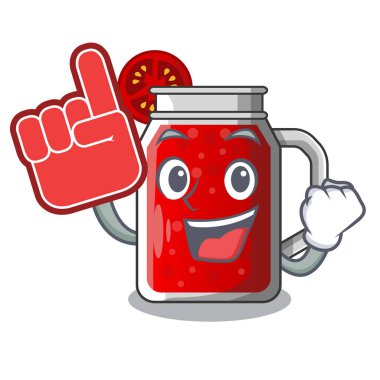 Maskot vektör illüstrasyon izole köpük parmak taze domates suyu