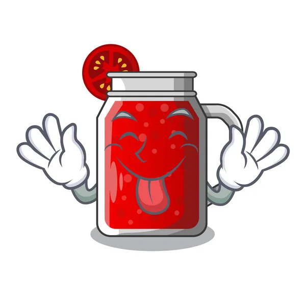 Língua Fora Suco Tomate Fresco Isolado Mascote —  Vetores de Stock