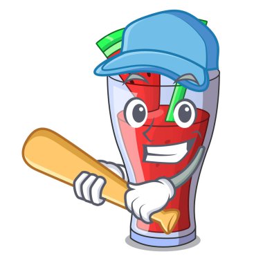 Beyzbol oynayan karakter lezzetli İçecek meyve karpuz suyu