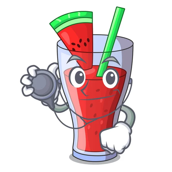 Personagem médico saboroso suco de melancia de frutas de bebida — Vetor de Stock