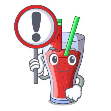 İşareti karakter lezzetli İçecek meyve karpuz suyu ile