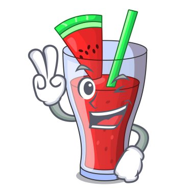 İki tablo karikatür sağlıklı karpuz suyu parmak