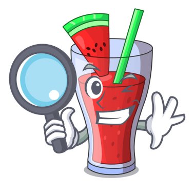 Dedektif sağlıklı karpuz suyu tablo karikatür